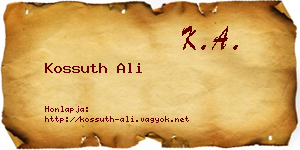 Kossuth Ali névjegykártya